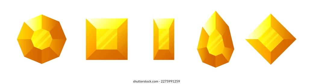 Satz gelber Diamanten. Einzige Vektorgrafik auf weißem Hintergrund