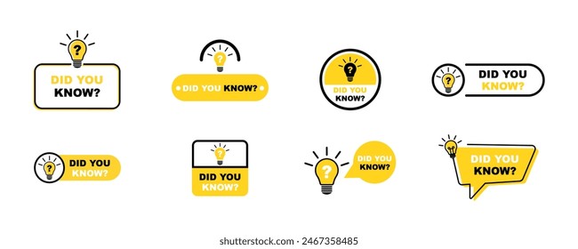 Conjunto de pegatinas de Vector. Pregunta creativa o hecho.
