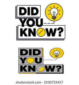 Set of yellow did you know vector stickers. Creative question or fact. 