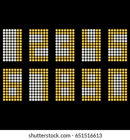 Set of yellow digitals numbers.Vector numbers on black background eps10.