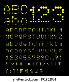 A set for yellow dot LED font/alphabet