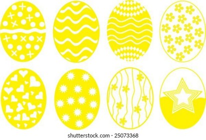 Set of yellow Easter eggs