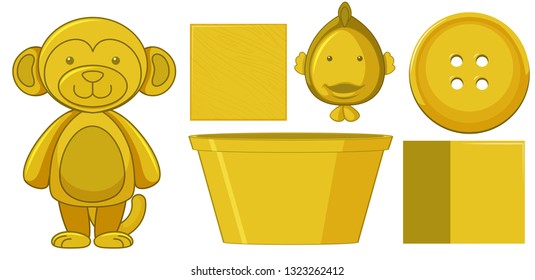 Set of yellow element object illustration