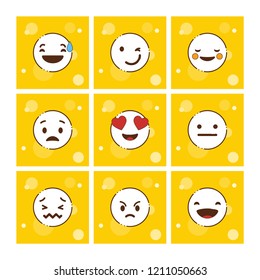 Set of Yellow emojis design vector