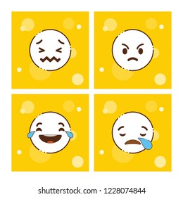 Set of Yellow emojis design vector
