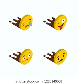 Set of Yellow emojis design vector