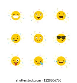 Set of Yellow emojis design vector