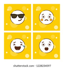 Set of Yellow emojis design vector