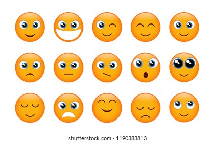 Set Yellow Emojis Isolated On White Stock Vector (Royalty Free ...