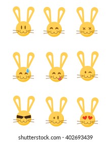 Set of yellow Emoticons. Set of Emoji. Isolated vector illustration on white background