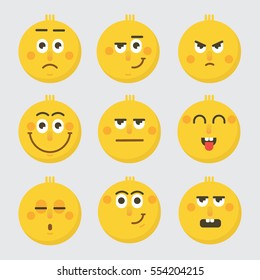 Set of yellow emoticons, emoji isolated on white background. Emoticon for web site, chat, sms. Vector illustration
