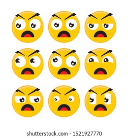 Set of yellow Emoticons. Emoji Mood flat design on white background. illustration for applications etc. Happiness, joy, anger, shocked and cry vol.1