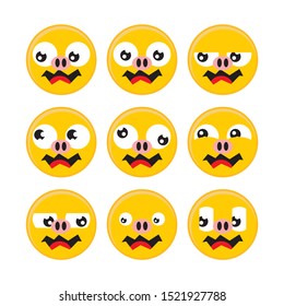 Set of yellow Emoticons. Emoji Mood flat design on white background. illustration for applications etc. Happiness, joy, anger, shocked and cry vol.33