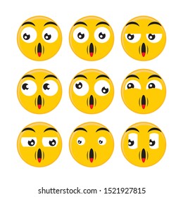 Set of yellow Emoticons. Emoji Mood flat design on white background. illustration for applications etc. Happiness, joy, anger, shocked and cry vol.23