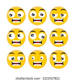 Set of yellow Emoticons. Emoji Mood flat design on white background. illustration for applications etc. Happiness, joy, anger, shocked and cry vol.26