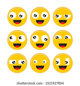 Set of yellow Emoticons. Emoji Mood flat design on white background. illustration for applications etc. Happiness, joy, anger, shocked and cry vol.11