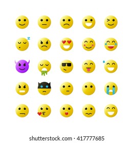 Set of yellow emoticons on white background. Vector emoticons illustration. Emoticons vector set. Emoticons web icons. Emoji iocns. Smiley faces. Set of Emoticons. Set of Emoji. Smile icons.