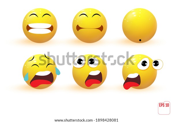 Vektor Stok Set Yellow Emotions Emoji Tanpa Royalti 1898428081 Shutterstock 5139