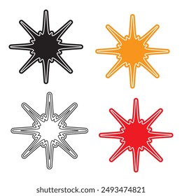 Set of yellow explosion stars. Comic burst, bursting star, starburst speech bubbles. Star sticker, burst speech balloon. Comic book, vector boom or explosion. Communication concept. design eps 10