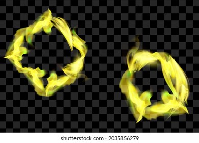 Conjunto de ilustración vectorial aislada de fuego amarillo con efecto de quemado. puede utilizarse para firmar, recursos, elemento, colección, símbolo, fondos de ornamentos
