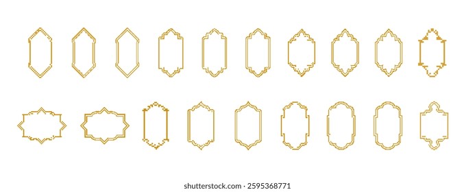 Set of yellow geometric frames in various shapes. ideal for creative design projects and crafts.