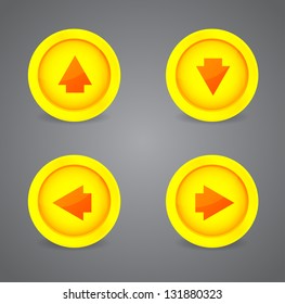 Set of yellow glossy vector icons with arrows