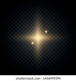 Set of yellow  glowing light explodes on a transparent background Sparkling magical dust particles. Star burst with sparkles. Gold glitter Bright Star. Transparent shining sun, bright flash Vector 
