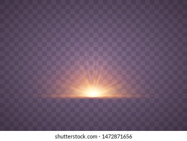 Set of Yellow, gold glowing light explodes on a transparent background. Sparkling magical dust particles. Bright Star. Transparent shining sun, bright flash. Vector sparkles. Light effect 