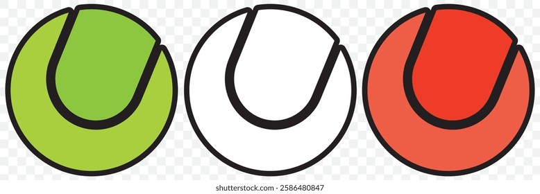 Set of yellow, green and black volume tennis balls on white background. Vector design. Sports, fitness, activity vector illustration. Vector elements of equipment for tennis. Realistic color version.