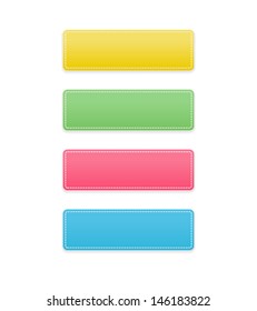 The set of yellow, green, pink and blue rectangle buttons / Stitched buttons / Four rectangle buttons