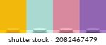 Set of Yellow, Green, Pink, Purple, scene background with 3d stage podium minimal style. Pedestal with for product display, advertising, show base, winner on pastel color backdrop.Vector illustration.