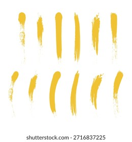 Satz gelber Grunge-Linien. Isolierte Stock-Vektor .Ink Brush Strokes Grunge Vector Collection Pinsel Linien Rahmen Box grungy Grungy Pinsel Sammlung. 