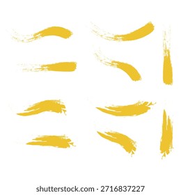 Satz gelber Grunge-Linien. Isolierte Stock-Vektor .Ink Brush Strokes Grunge Vector Collection Pinsel Linien Rahmen Box grungy Grungy Pinsel Sammlung. 