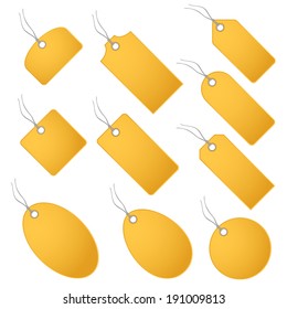 Set of yellow hangtags