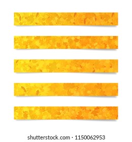 Set of yellow horizontal autumn web banners with leaves texture for sites and advertisement