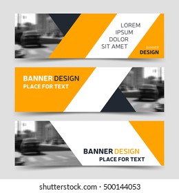 Set of yellow horizontal business banner templates. Vector corporate identity website design, modern abstract background layout, eps10