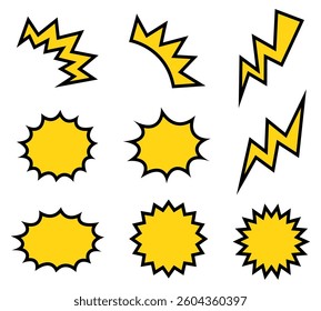 Set of yellow icons with black border.