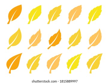Set of yellow leaves. Autumn design element. Vector illustration