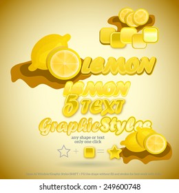 Set of Yellow Lemon Graphic Styles for Design. Graphic styles can be use for decor, text, title, cards, events, posters, icons, logo and other.