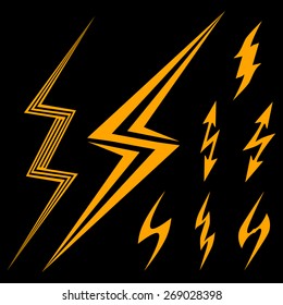 set of yellow lightnings