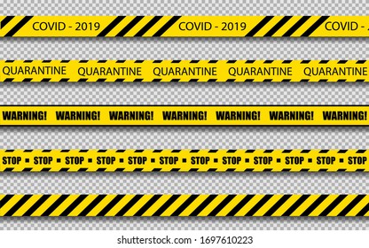 Set of yellow lines with different inscriptions about the danger of the coronovirus. ERS-Cov Middle East Respiratory Syndrome, Coronavirus , New Coronavirus 2019-nKoV 