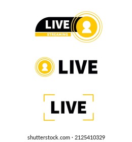 set of yellow live streaming icon or live broadcasting online concepts elegant and simple