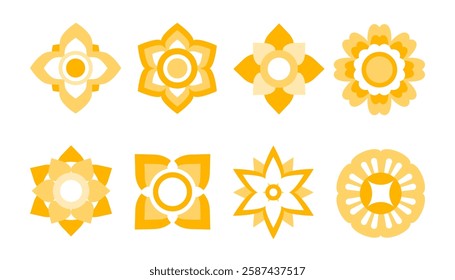 Set of yellow modern Thai flower element. Use for decorate a banner, cover design, card, presentation and more.