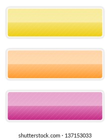 The set of yellow, orange and pink buttons / vibrant rectangle button