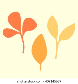 Set Of Yellow Orange Red Leaves Design Elements. This Image is a Vector Illustration.