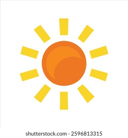 Set of yellow orange sun isolated on white background A symbol of rest heat vacations