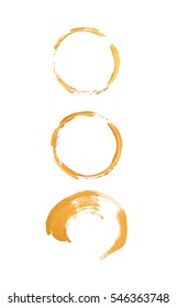 Set of yellow paint, ink, grunge, dirty brush strokes. splash yellow orange