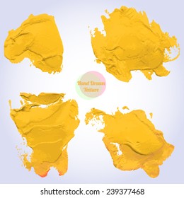 Set of yellow painted splotches. Vector illustration
