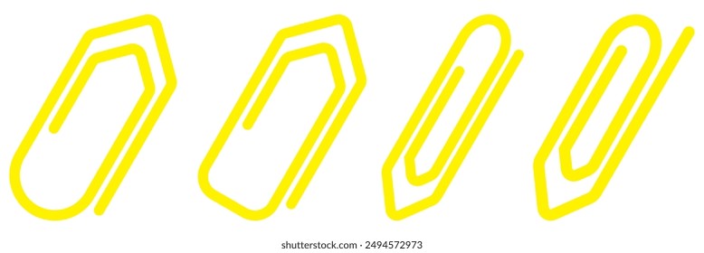 Set of yellow paper clip icon set.