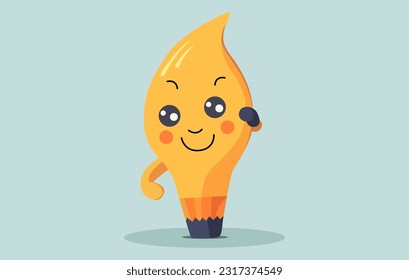 Set of Yellow Pencil Characters, Cute Pencils with Funny Faces and Different Emotions Cartoon Vector Illustration,The cute pencil is waving the hand of illustration
